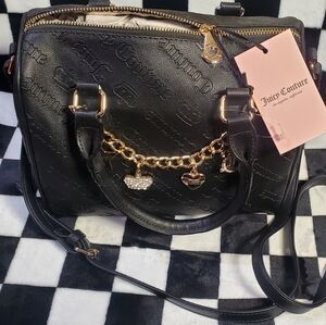 Juicy Couture Black Satchel with Gold Chain Detail